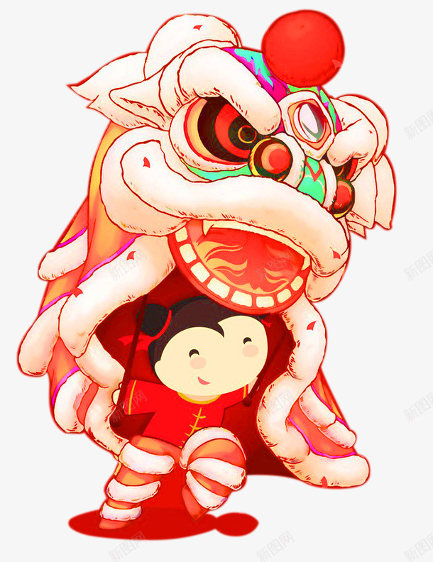 红色中国风舞狮装饰图案png免抠素材_新图网 https://ixintu.com 中国风 免抠PNG 红色 舞狮 装饰图案