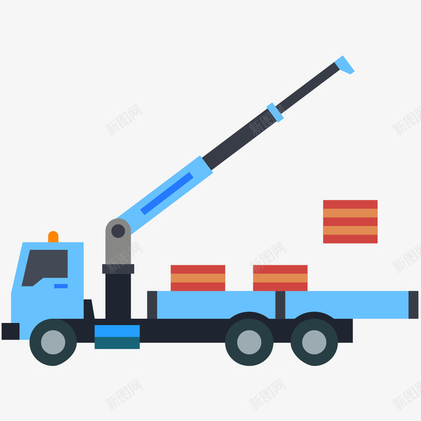 扁平化起重车矢量图ai免抠素材_新图网 https://ixintu.com 扁平起重车 蓝色 装饰图案 矢量图