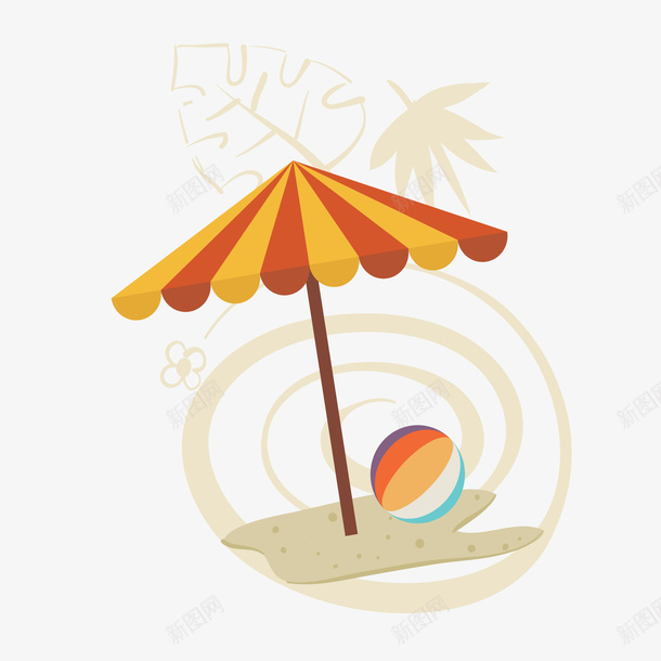 夏季太阳伞标签png免抠素材_新图网 https://ixintu.com 卡通太阳伞 夏季标签 彩色排球 背景装饰