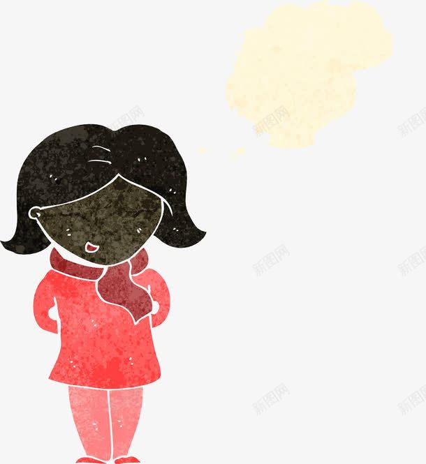 戴围巾的女孩png免抠素材_新图网 https://ixintu.com 创意 卡通人物 唯美 围巾 围脖 对话框 手绘