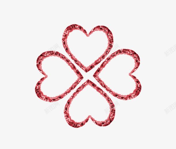 四叶草png免抠素材_新图网 https://ixintu.com 幸运叶子 爱心 红色 花瓣