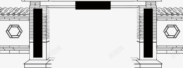 中秋节黑色线条门楼png免抠素材_新图网 https://ixintu.com 中秋节 古代牌楼 线条 门楼 黑色