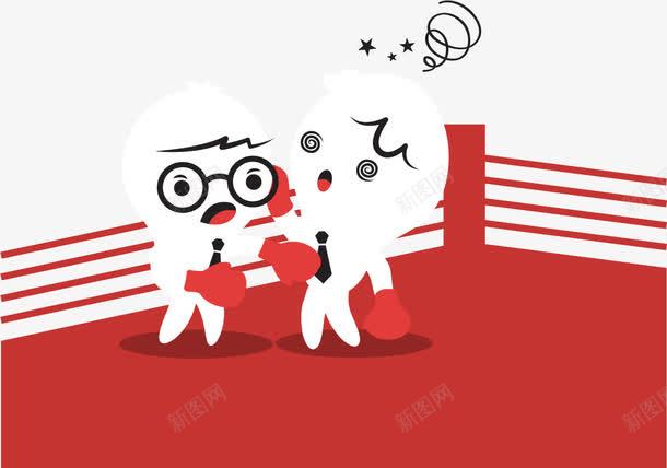 扁平拳击小人png免抠素材_新图网 https://ixintu.com 免扣png素材 免费png素材 商务小人 拳击台 白色小人