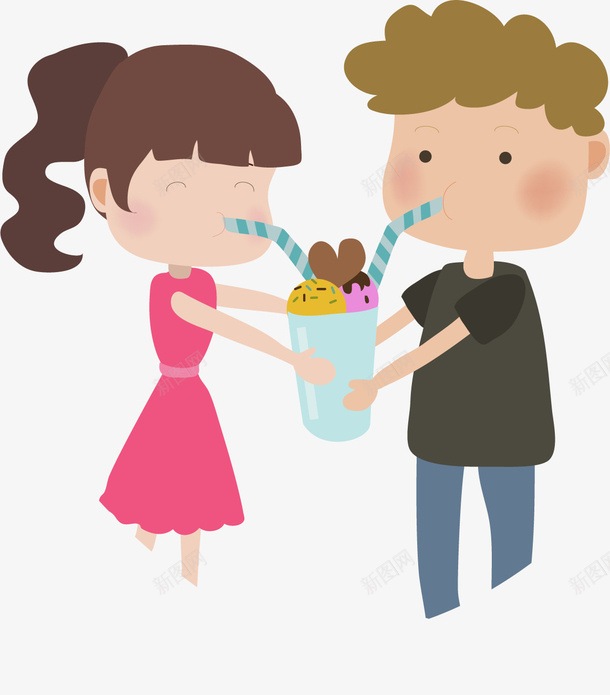 吃冰淇淋的情侣矢量图ai免抠素材_新图网 https://ixintu.com 冰淇淋 创意 卡通 商务 彩色 情侣 手绘 简约 矢量图