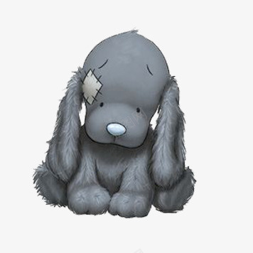 卡通灰色玩具狗png免抠素材_新图网 https://ixintu.com 卡通玩具 大耳朵狗 手绘玩具 灰色