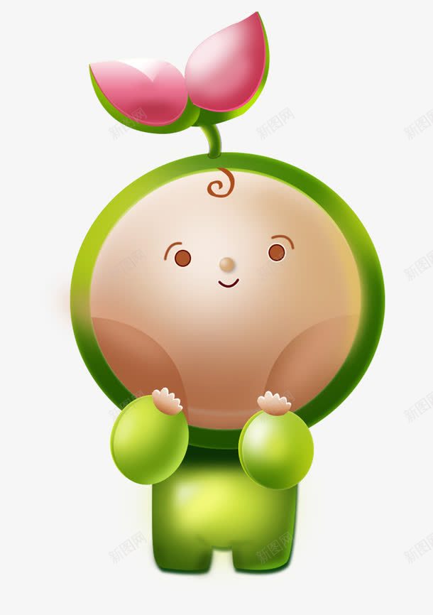 绿色发芽人png免抠素材_新图网 https://ixintu.com 卡通 发芽 可爱 绿色 萌萌哒