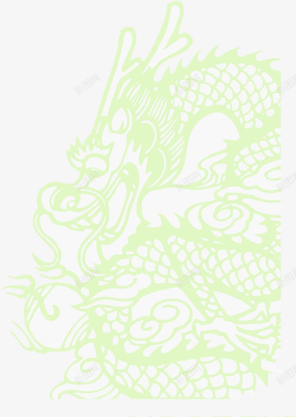 绿色艺术手绘龙形png免抠素材_新图网 https://ixintu.com 绿色 艺术 龙形