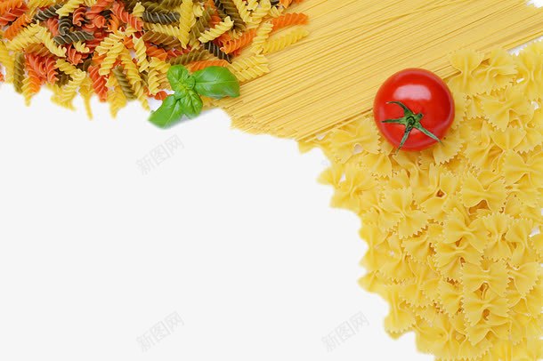 食品大全png免抠素材_新图网 https://ixintu.com 蔬菜 蝴蝶结面 蝴蝶面 西红柿 青菜 面条 面食 食材