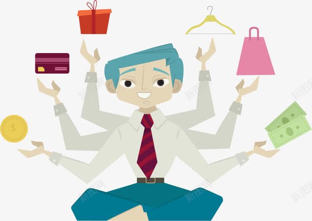 扁平化多任务人员矢量图ai免抠素材_新图网 https://ixintu.com 人员 办公 多任务 扁平化 矢量图