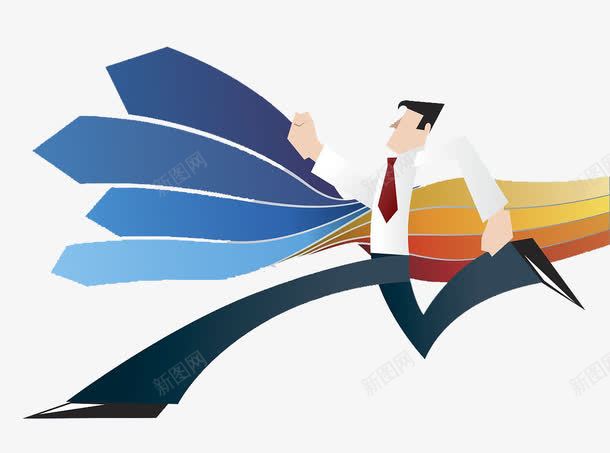 跑着步的商务男png免抠素材_新图网 https://ixintu.com 白领 箭头 装饰 跑的人