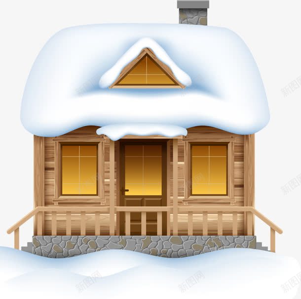 雪景小屋png免抠素材_新图网 https://ixintu.com 卡通 小屋 手绘 雪景