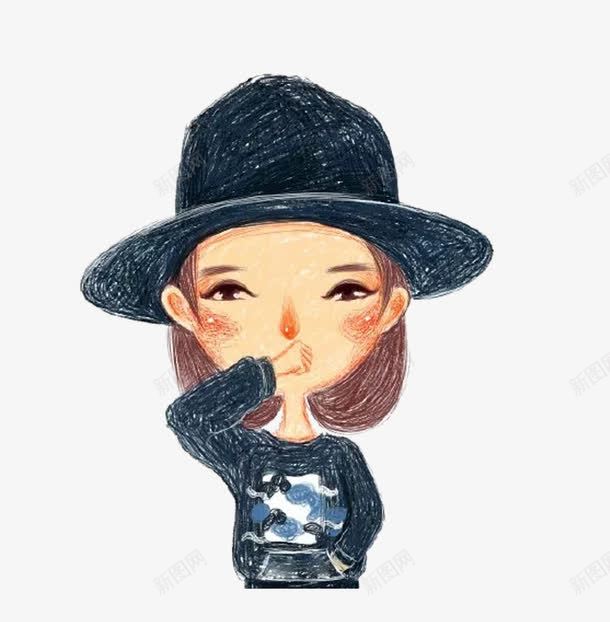 时尚的小女孩png免抠素材_新图网 https://ixintu.com PNG图形 PNG装饰 小女孩 帽子 手绘 装饰