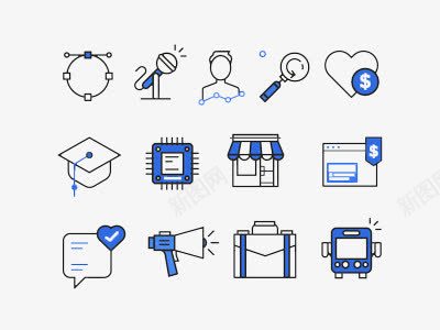 扁平化图标png_新图网 https://ixintu.com ico 线型 蓝色