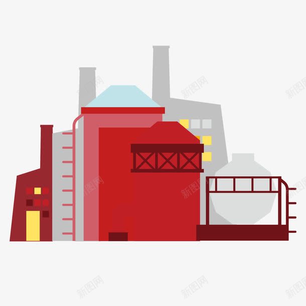 卡通工厂电厂矢量图ai免抠素材_新图网 https://ixintu.com 卡通工厂 工厂 电厂 矢量图