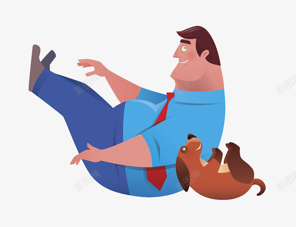卡通人物插图胖男人与小狗png免抠素材_新图网 https://ixintu.com 人物插图 卡通 可爱 商务人物 小狗 狗与人 胖爸爸 胖男人