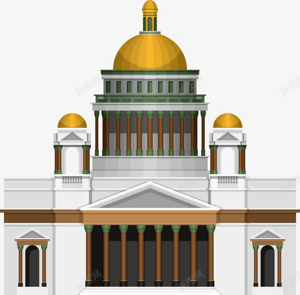 金色圆顶建筑png免抠素材_新图网 https://ixintu.com 亚洲建筑 佛殿 免抠PNG 卡通 宗教建筑 宫殿 殿堂 金顶