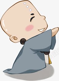 可爱手绘卡通小和尚png免抠素材_新图网 https://ixintu.com 卡通 古代 可爱 和尚