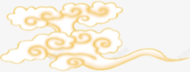 黄色线条手绘祥云中秋png免抠素材_新图网 https://ixintu.com 中秋 祥云 线条 黄色