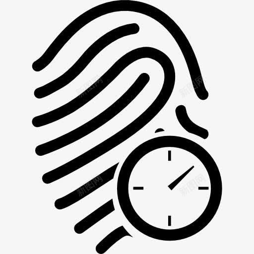 指纹轮廓与定时器图标png_新图网 https://ixintu.com 定时器 指痕 指纹 指纹轮廓 时钟 时间 标志