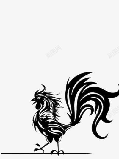 英俊的黑色毛笔画中国风大公鸡png免抠素材_新图网 https://ixintu.com 公鸡 国风 笔画 英俊 黑色