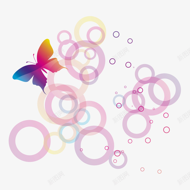 梦幻圈圈蝴蝶图案矢量图ai免抠素材_新图网 https://ixintu.com 梦幻圈圈蝴蝶图案 矢量图