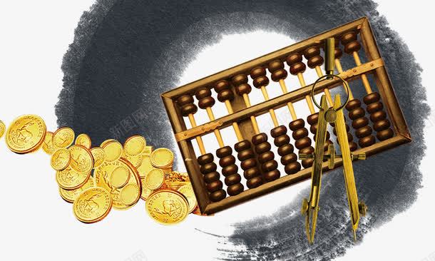 算盘圆规金币png免抠素材_新图网 https://ixintu.com 圆规 算盘 金币