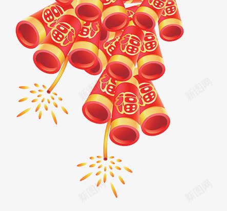 喜庆鞭炮png免抠素材_新图网 https://ixintu.com 喜庆 接福 过大年 迎春 鞭炮