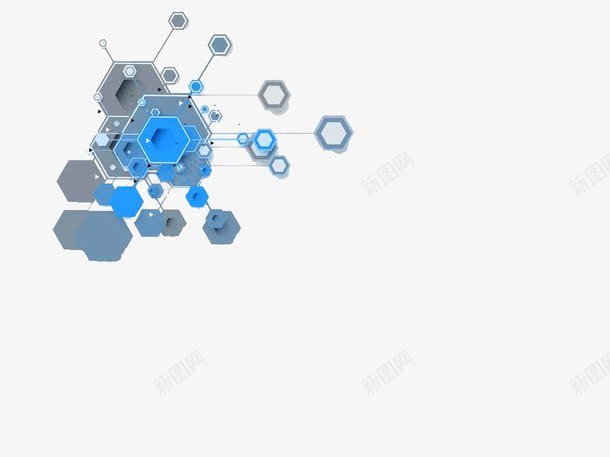 蓝色ppt模板png免抠素材_新图网 https://ixintu.com ppt模板 ppt背景 六边形 蓝色