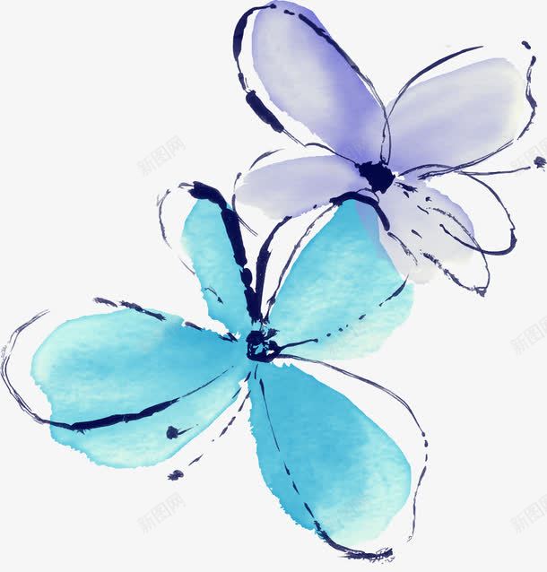 手绘蓝紫色水彩花朵png免抠素材_新图网 https://ixintu.com 水彩 紫色 花朵
