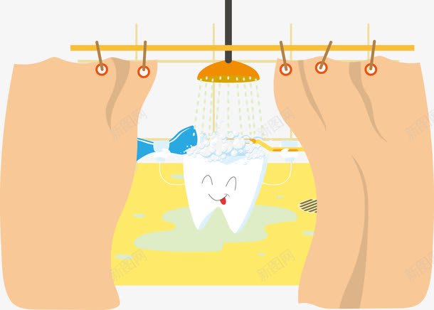 卡通牙齿洗澡插图png免抠素材_新图网 https://ixintu.com 卡通牙齿洗澡 卡通牙齿洗澡插图 卡通牙齿洗澡矢量 矢量卡通牙齿洗澡插图