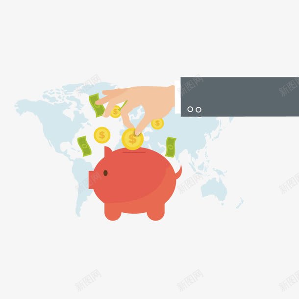 商务理财png免抠素材_新图网 https://ixintu.com 存钱罐 手 理财 金币 金融