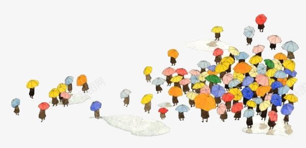 卡通撑伞人群png免抠素材_新图网 https://ixintu.com 人物 伞 卡通 炫彩