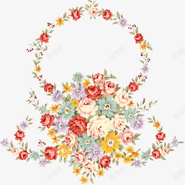 手绘唯美花朵花篮png免抠素材_新图网 https://ixintu.com 花朵 花篮