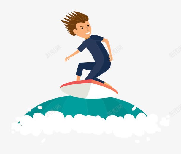 卡通手绘冲浪png免抠素材_新图网 https://ixintu.com 卡通手绘 运动