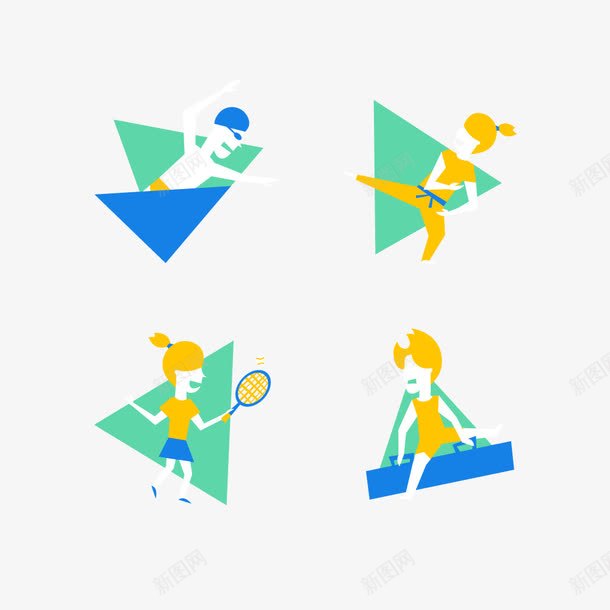 不同运动员运动项目png免抠素材_新图网 https://ixintu.com 体育运动 卡通人物 游泳 网球 运动员运动项目