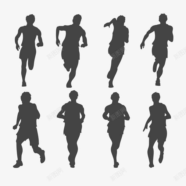 动感赛跑人物剪影png免抠素材_新图网 https://ixintu.com 动感人物 卡通人物 背景装饰 赛跑人物 黑色