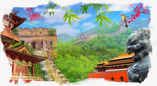 长城天安门旅游景点背景png免抠素材_新图网 https://ixintu.com 天安门 旅游景点 长城 风景背景