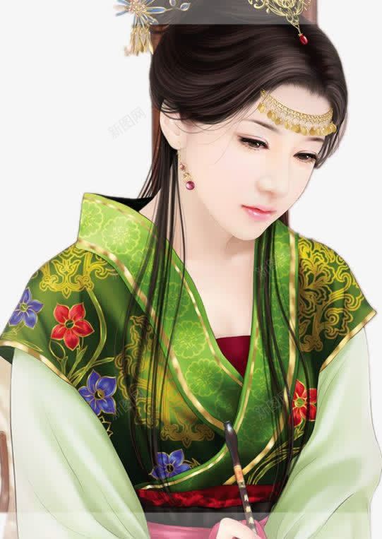 绿衣倾城女子古风手绘png免抠素材_新图网 https://ixintu.com 倾城 古风 女子 手绘 绿衣