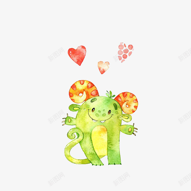 手绘卡通绿色小怪物装饰png免抠素材_新图网 https://ixintu.com 卡通装饰 小怪物卡通装饰 小清新插画 广告设计 海报设计 绿色妖怪 绿色小怪物