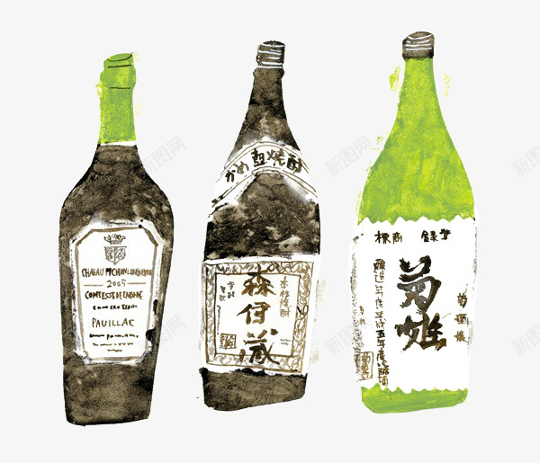 卡通饮料白酒png免抠素材_新图网 https://ixintu.com 瓶子 白酒 调料 饮料