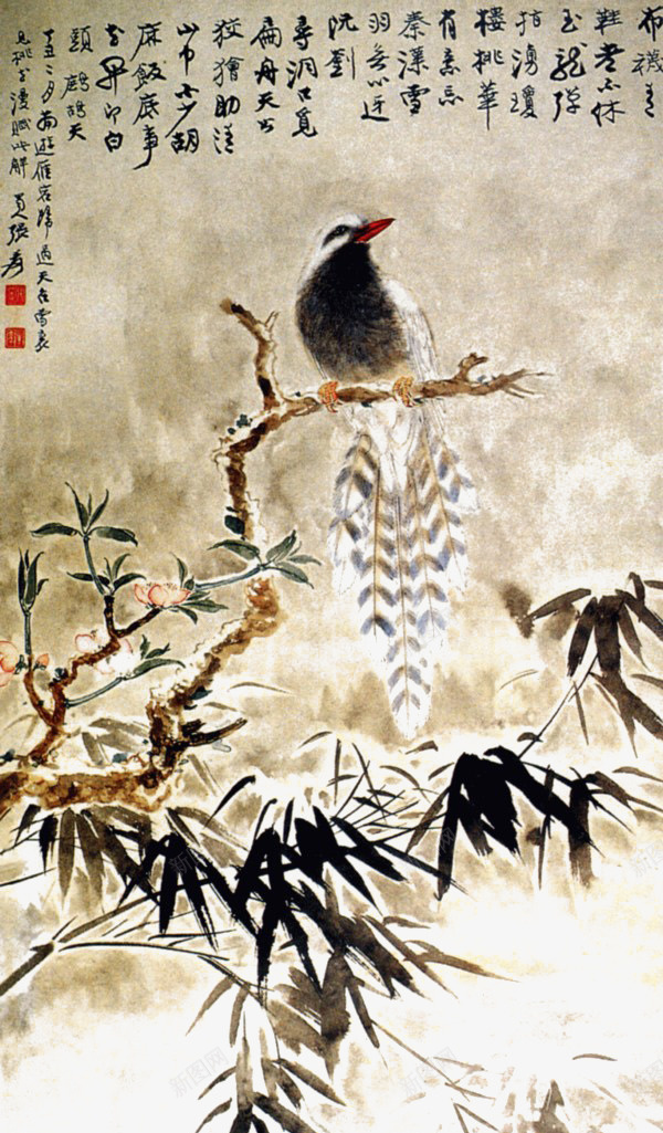 水墨花鸟画png免抠素材_新图网 https://ixintu.com 中国画 传统国画 写意水墨 国画 水墨画 装饰国画