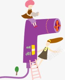 卡通可爱吹风机人物楼梯png免抠素材_新图网 https://ixintu.com 人物 卡通 可爱 吹风机 楼梯