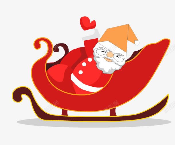 坐在雪橇上面的圣诞老人png免抠素材_新图网 https://ixintu.com 圣诞老人 红色 雪橇