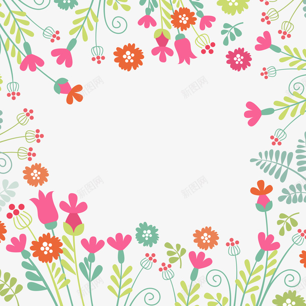 可爱卡通手绘花海png免抠素材_新图网 https://ixintu.com 可爱卡通 手绘 手绘花海 花卉 花卉边框设计 高清