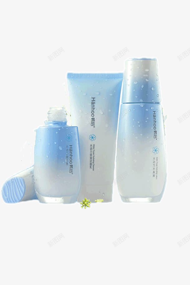 一套化妆品png免抠素材_新图网 https://ixintu.com 产品实物 白色 蓝色 补水