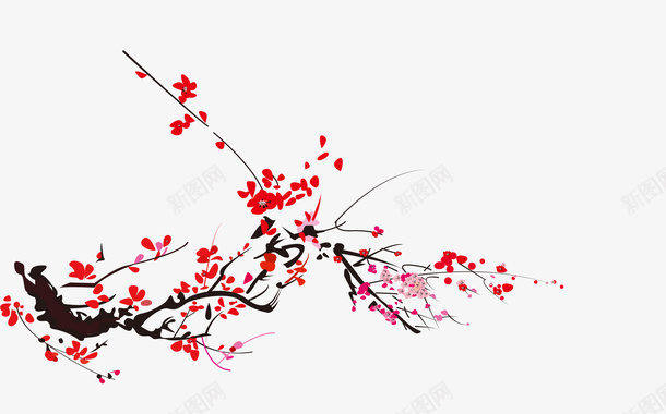 梅花水墨画装饰png免抠素材_新图网 https://ixintu.com 图案 梅花 水墨画 装饰 设计