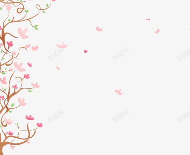 手绘卡通花树png免抠素材_新图网 https://ixintu.com 唯美 手绘卡通花树 漂亮 粉红色花