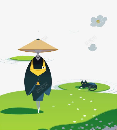 卡通和尚png免抠素材_新图网 https://ixintu.com 卡通 古代 和尚 草帽