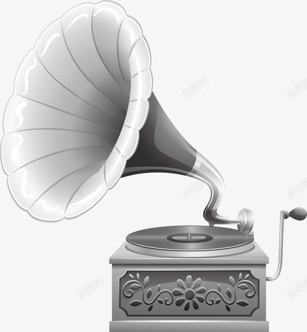 银灰色复古留声机矢量图ai免抠素材_新图网 https://ixintu.com 复古留声机 复古风 留声机 矢量png 音乐 音乐留声机 矢量图