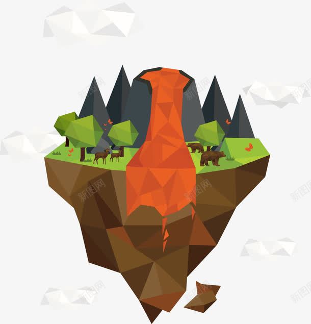 几何火山png免抠素材_新图网 https://ixintu.com 几何 卡通岩浆 岩浆 火山